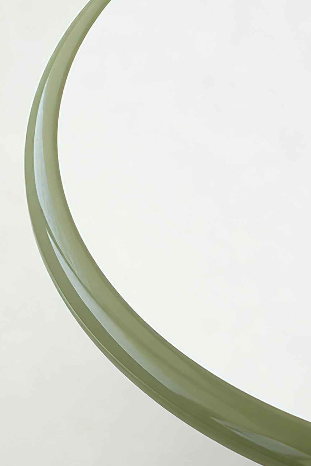 Celestial Disc Lacquered Ceiling Light | Acrylic, Metal | Close-up focus on the green lacquered trim variant, showcasing the paint finish and edge definition | Detail shot | vexa lampsCelestial Disc