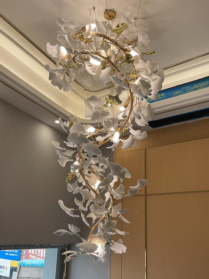 Ginkgo Ceramic Chandelier Double S