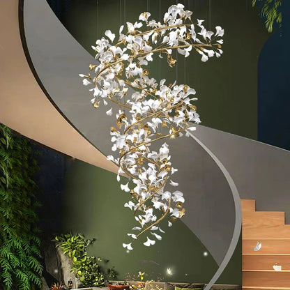 Ginkgo Ceramic Chandelier Double S