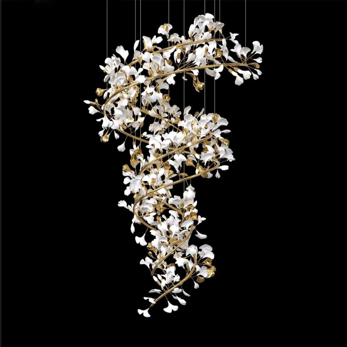 Ginkgo Ceramic Chandelier Double S