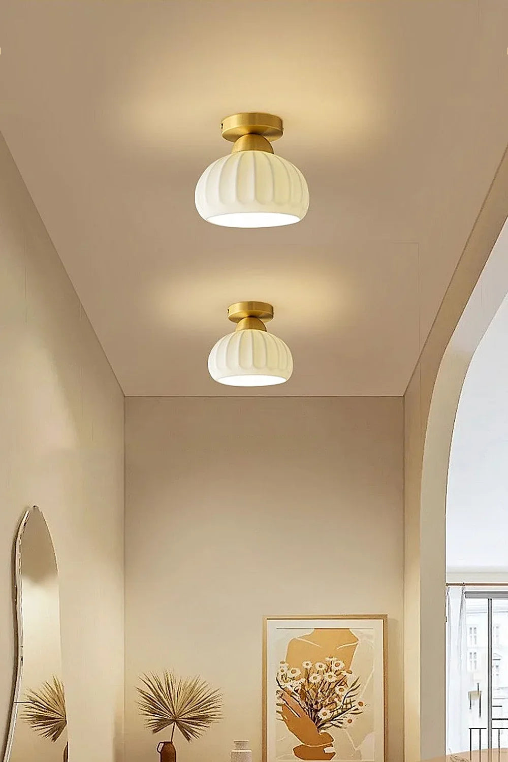 Ceramic Brass Ceiling Light - view 7 | everlamps