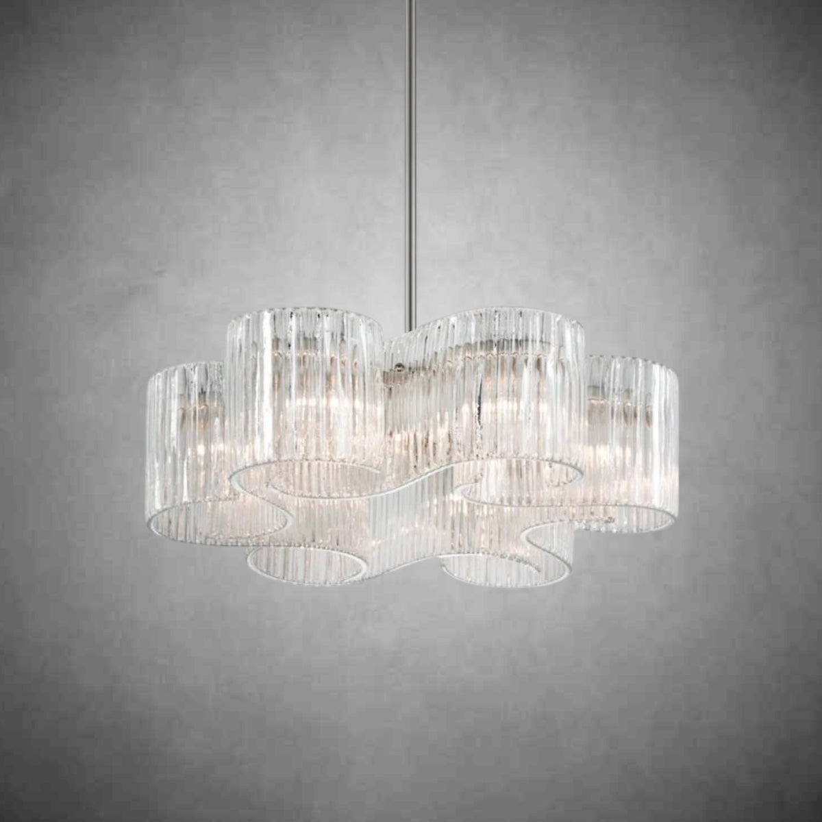 Riva 6 Light Organic Ribbed Glass Chandelier 27”D