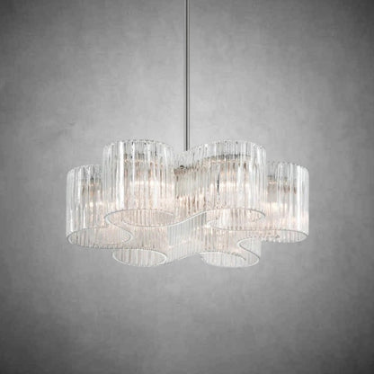 Riva 6 Light Organic Ribbed Glass Chandelier 27”D
