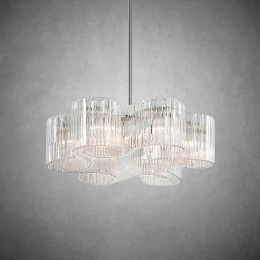 Riva 6 Light Organic Ribbed Glass Chandelier 27”D
