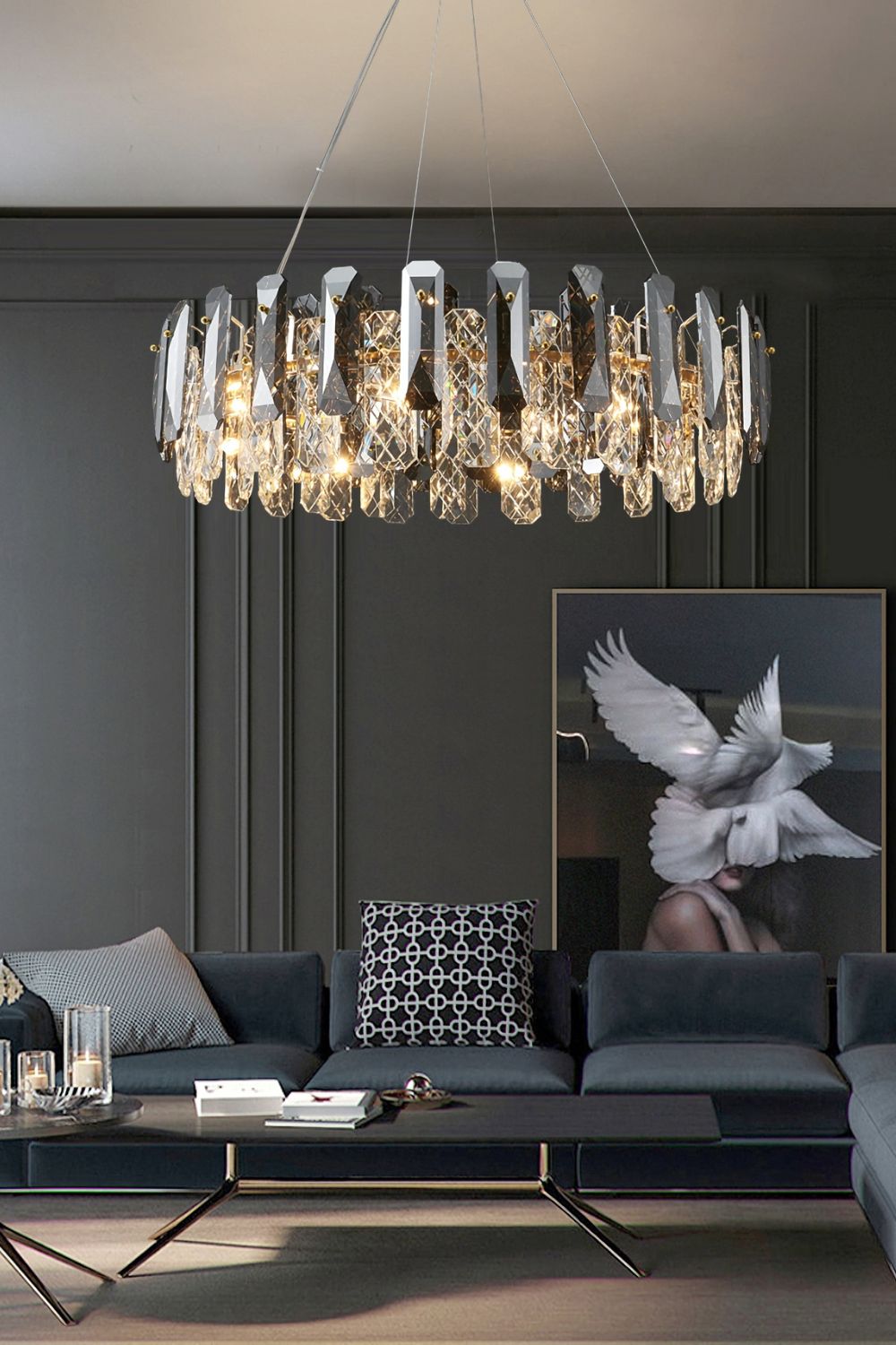 Clear Crystal Drum Pendant Lamp - everlamps