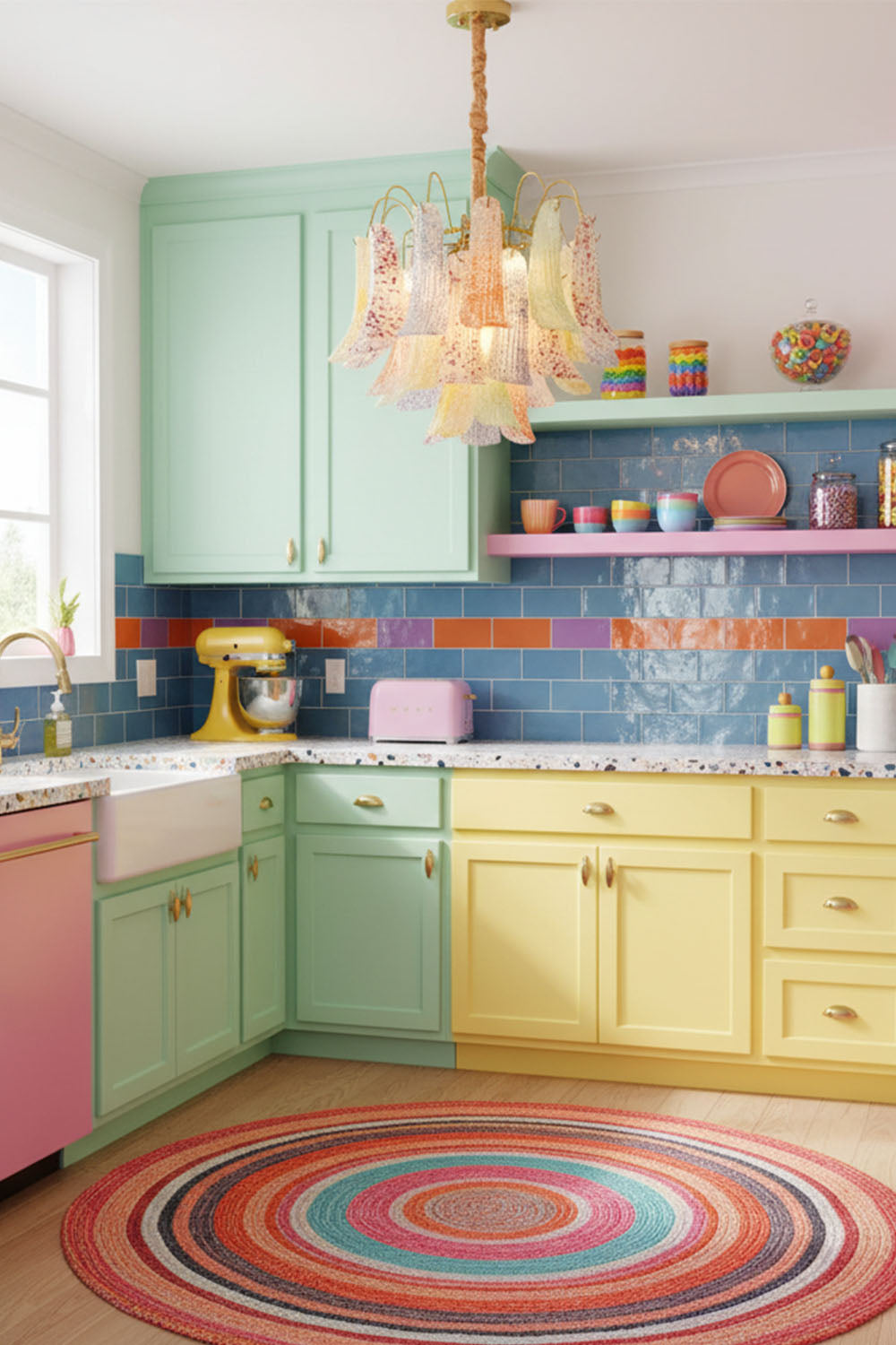 Colorful Art Glass Chandelier - view 13 | everlamps