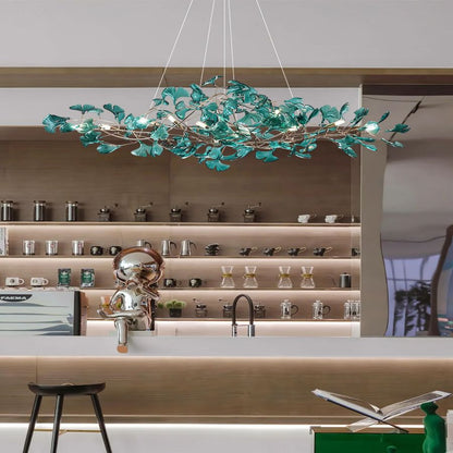 Colorful Glass Ginkgo Leaf Chandelier