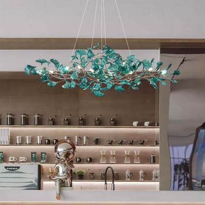 Colorful Glass Ginkgo Leaf Chandelier