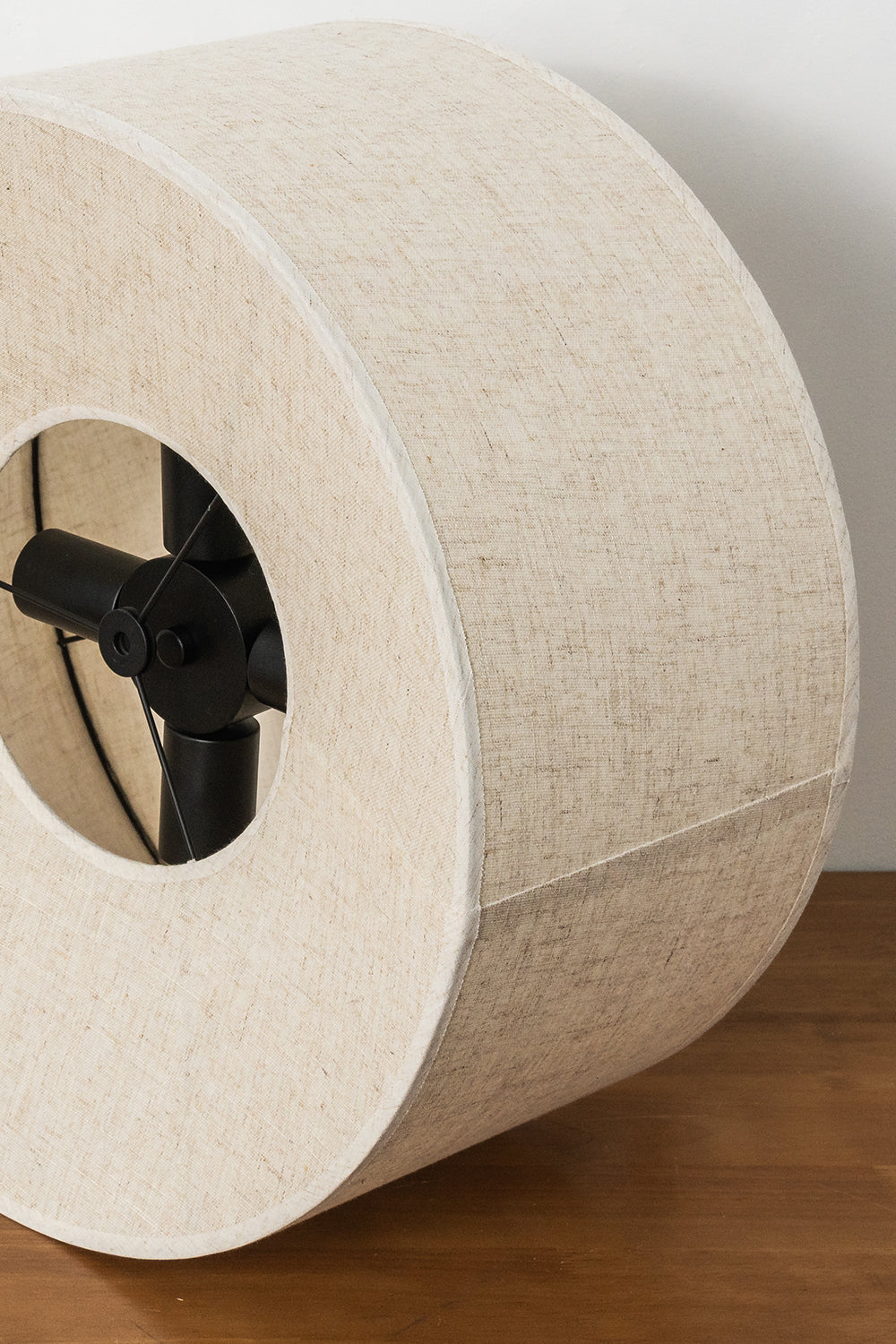 Concentric Veil Detail | Fabric, Metal | Close-up of internal black metal mounting and cream fabric texture | vexa lamps
