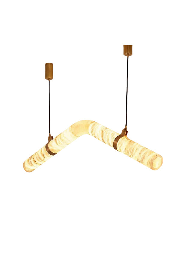 Contemporary Undulating Alabaster Tube Chandelier | Alabaster, Brass | Alternative isolated view on white background | vexa lamps