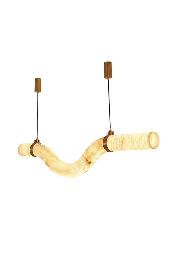 Contemporary Undulating Alabaster Tube Chandelier | Alabaster, Brass | Alternative isolated view on white background | vexa lamps