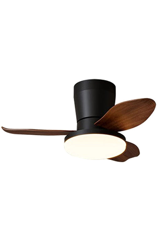 Corin Low-Profile Ceiling Fan Light with curved blades and integrated LED, ideal for low ceilings.