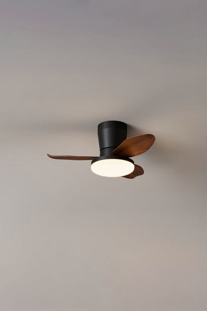 Corin Low-Profile Ceiling Fan Light with three curved blades and integrated LED.