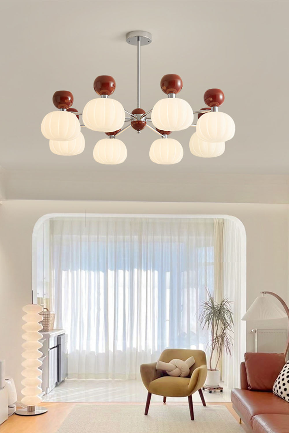 Cream Pumpkin Chandelier - view 4 | everlamps