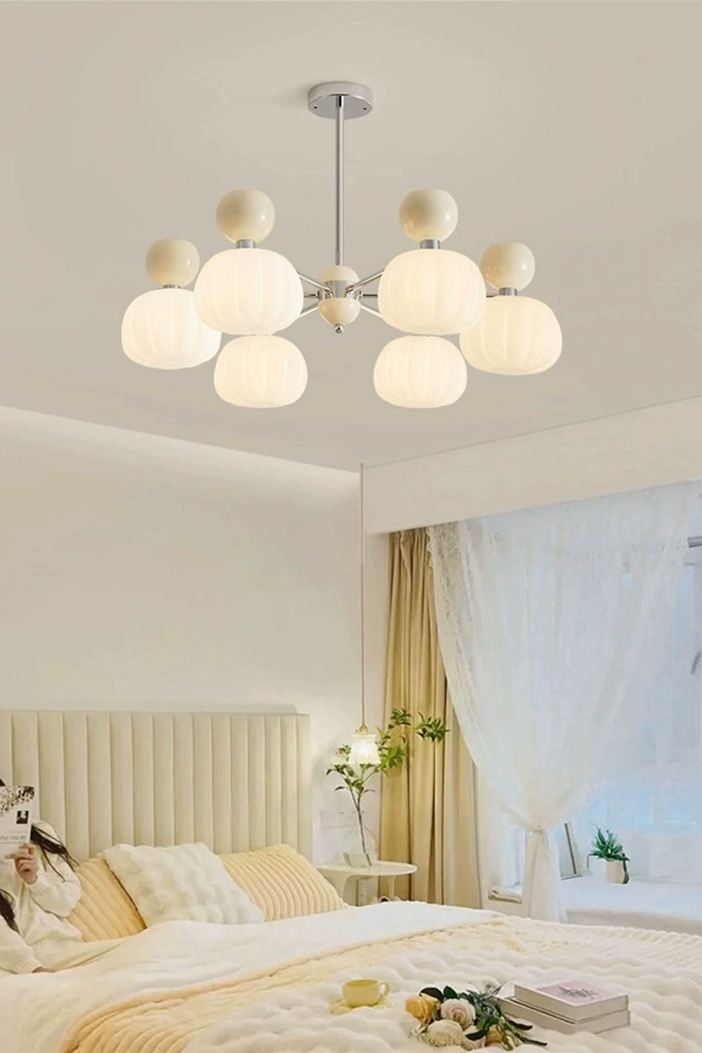 Cream Pumpkin Chandelier - view 7 | everlamps