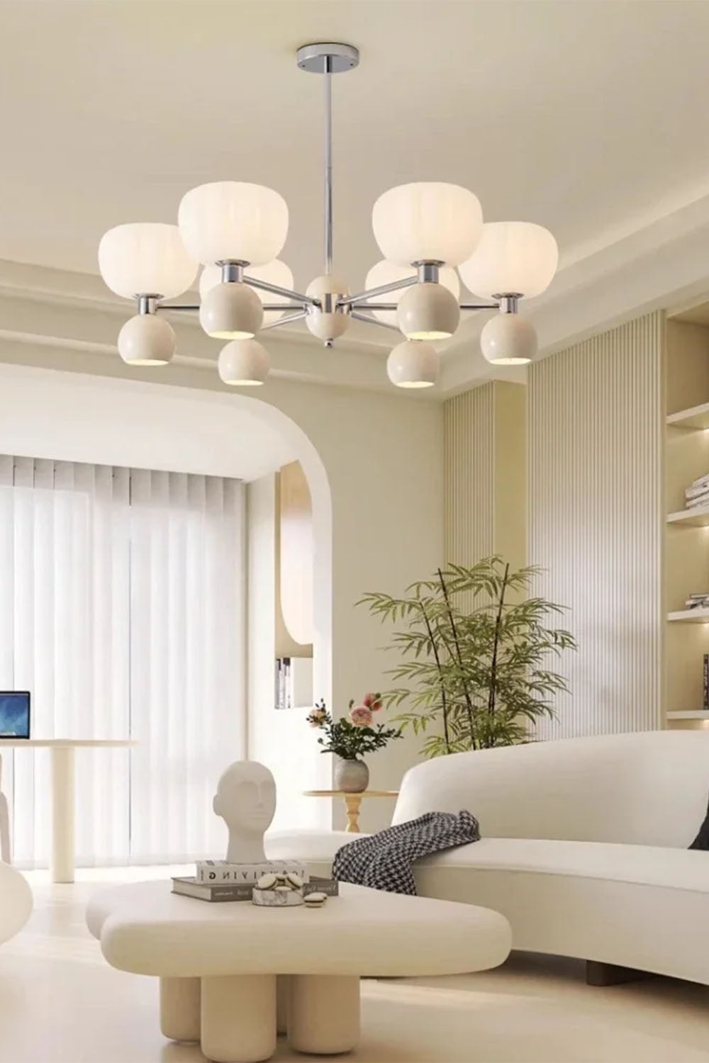 Cream Pumpkin Chandelier - view 2 | everlamps