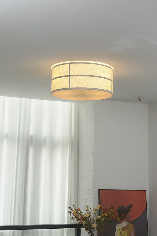 Crosshatch Linen Fabric Flush Mount Ceiling Light - view 11 | everlamps