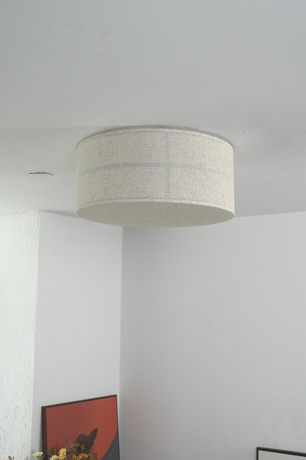 Crosshatch Linen Fabric Flush Mount Ceiling Light - view 23 | everlamps