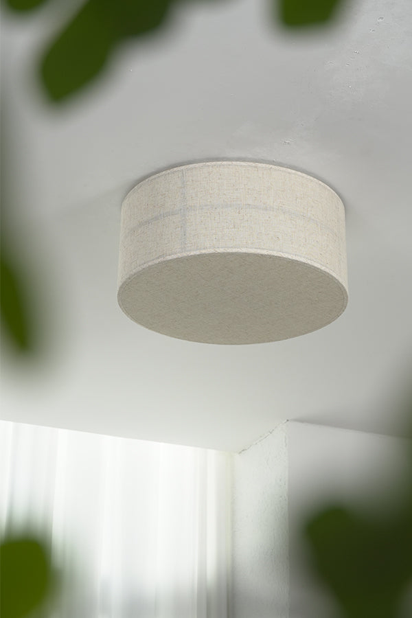 Crosshatch Linen Fabric Flush Mount Ceiling Light - view 22 | everlamps