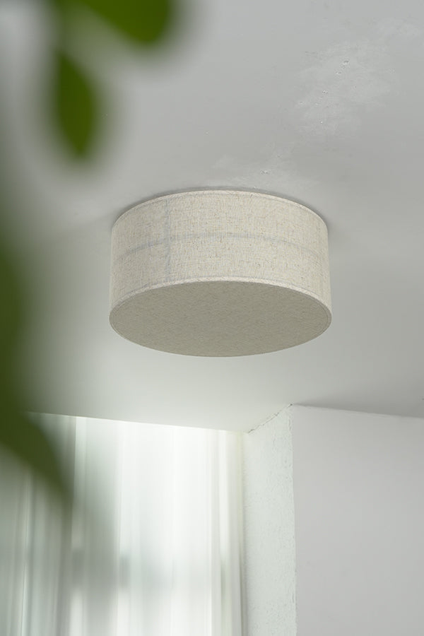 Crosshatch Linen Fabric Flush Mount Ceiling Light - view 24 | everlamps