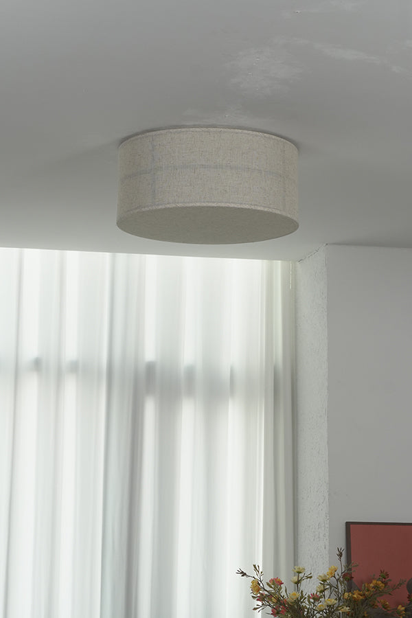 Crosshatch Linen Fabric Flush Mount Ceiling Light - view 19 | everlamps