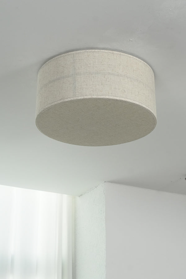 Crosshatch Linen Fabric Flush Mount Ceiling Light - view 27 | everlamps
