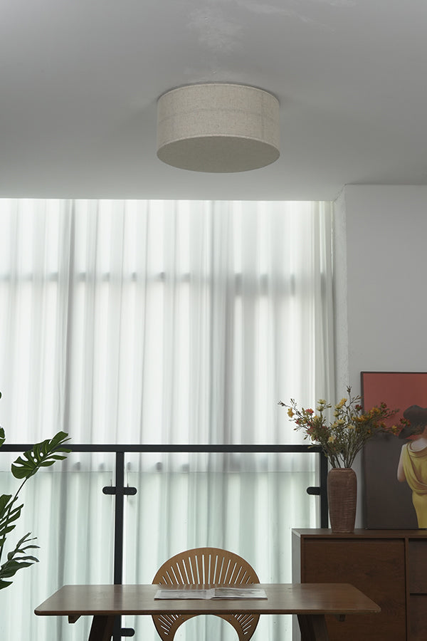 Crosshatch Linen Fabric Flush Mount Ceiling Light - view 20 | everlamps