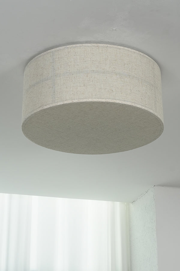 Crosshatch Linen Fabric Flush Mount Ceiling Light - view 28 | everlamps