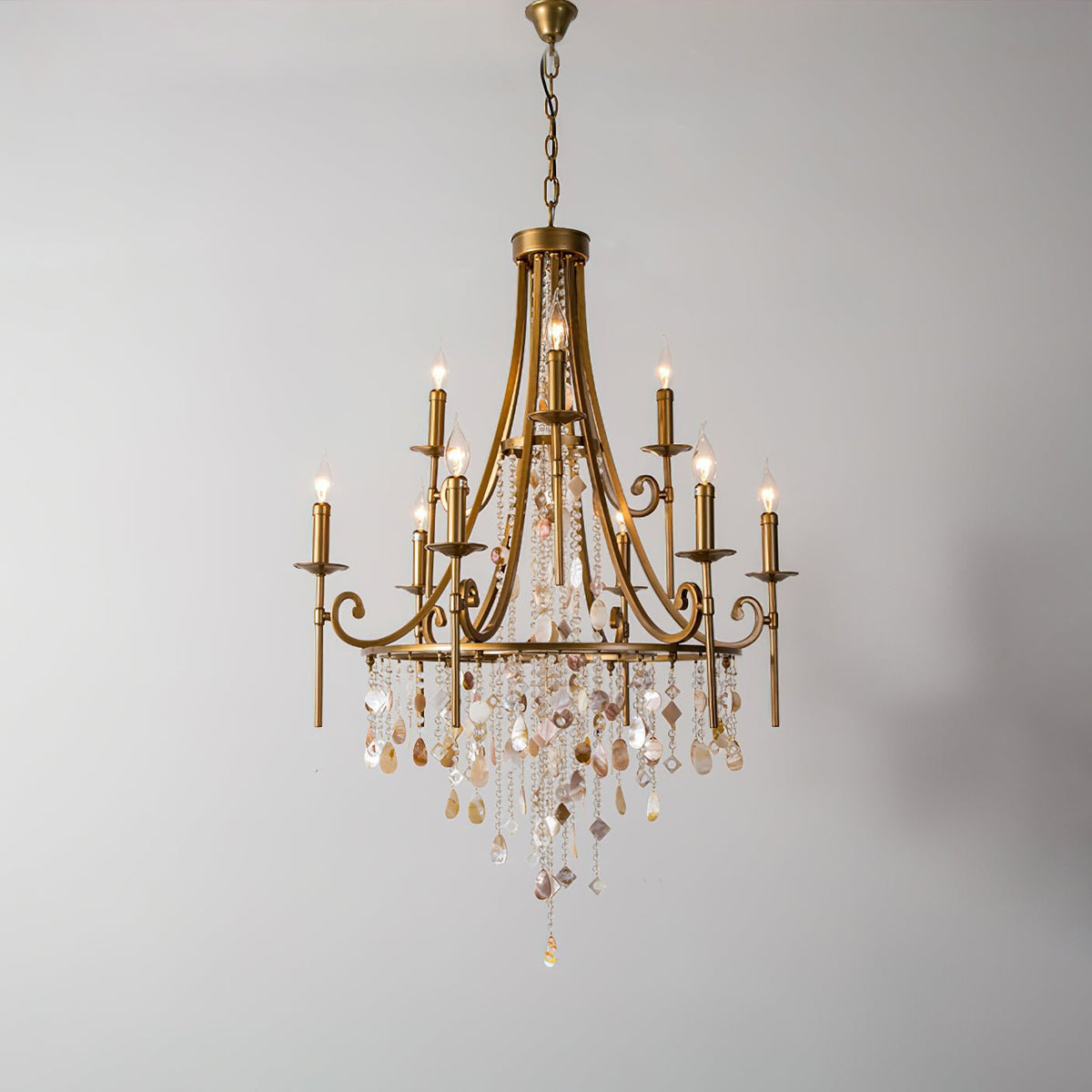 Tatum Lux Shell Crystal Chandelier - Yovalighting