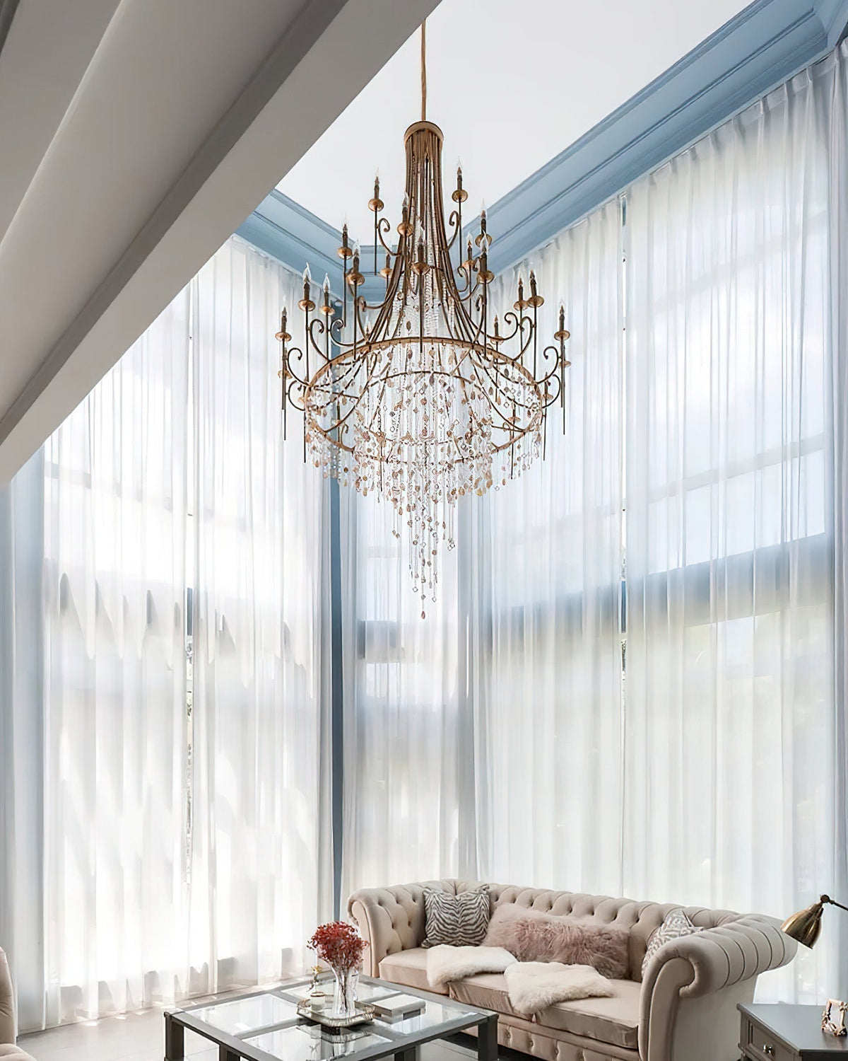 Tatum Lux Shell Crystal Chandelier - Yovalighting