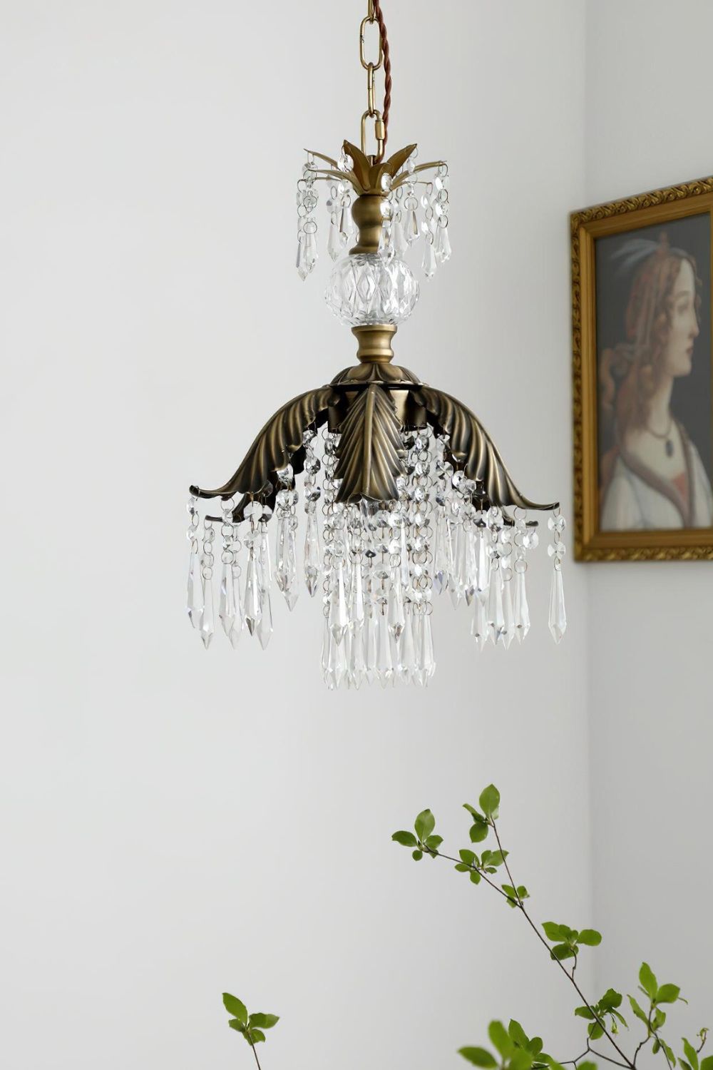 Crystal Palm Leaf Pendant Light - view 9 | everlamps