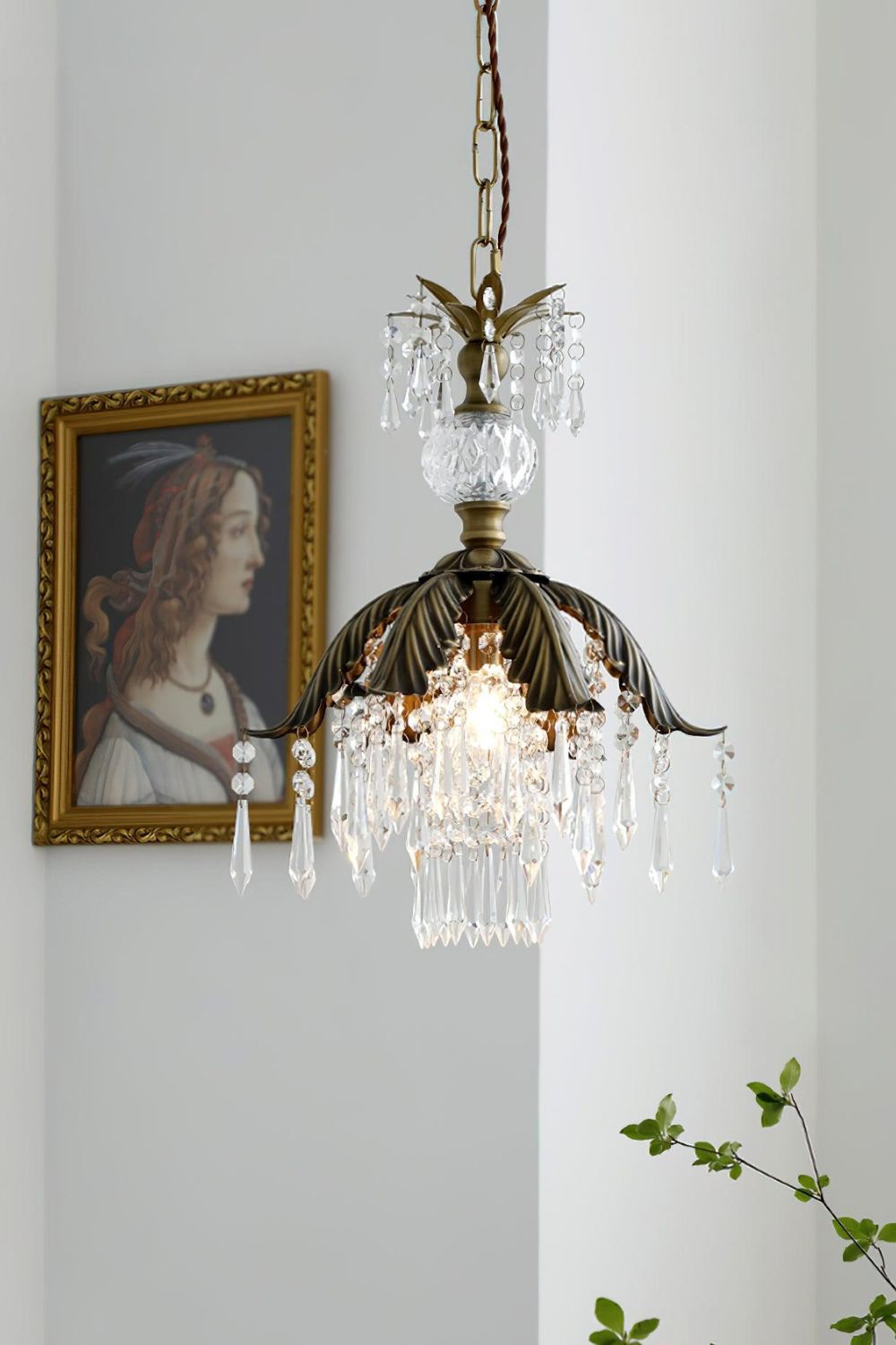 Crystal Palm Leaf Pendant Light - view 13 | everlamps