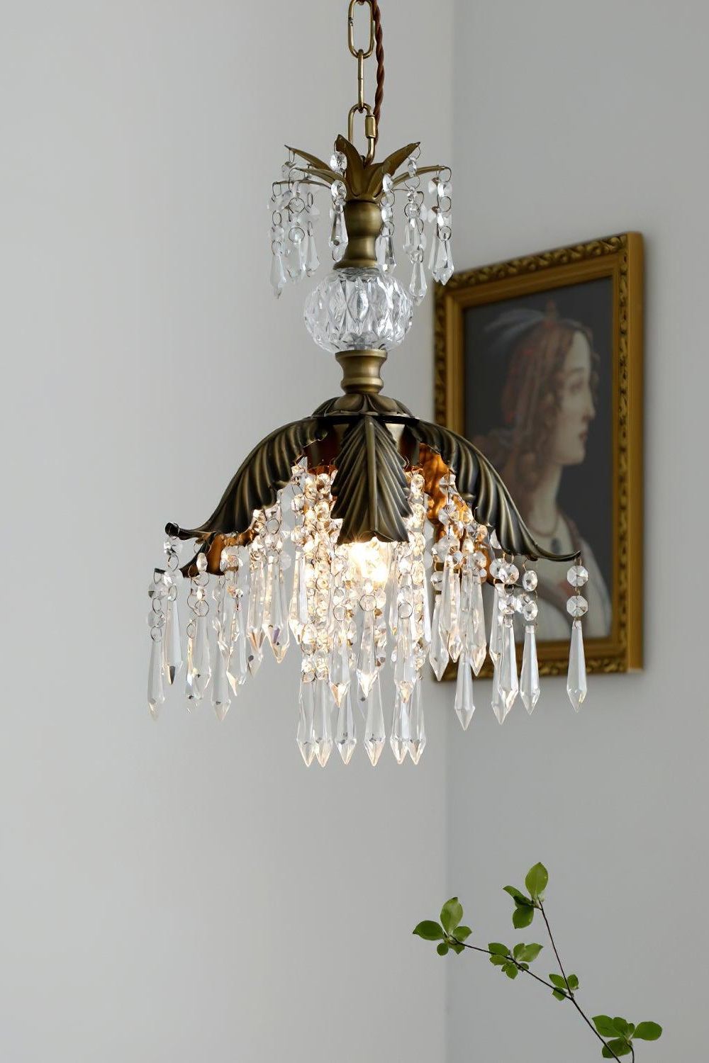 Crystal Palm Leaf Pendant Light - view 2 | everlamps
