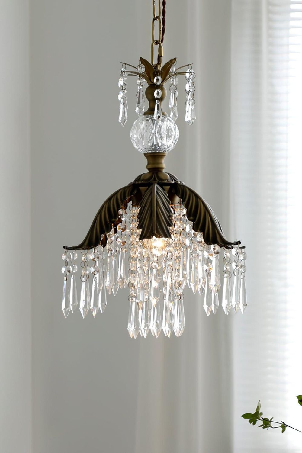 Crystal Palm Leaf Pendant Light - view 6 | everlamps