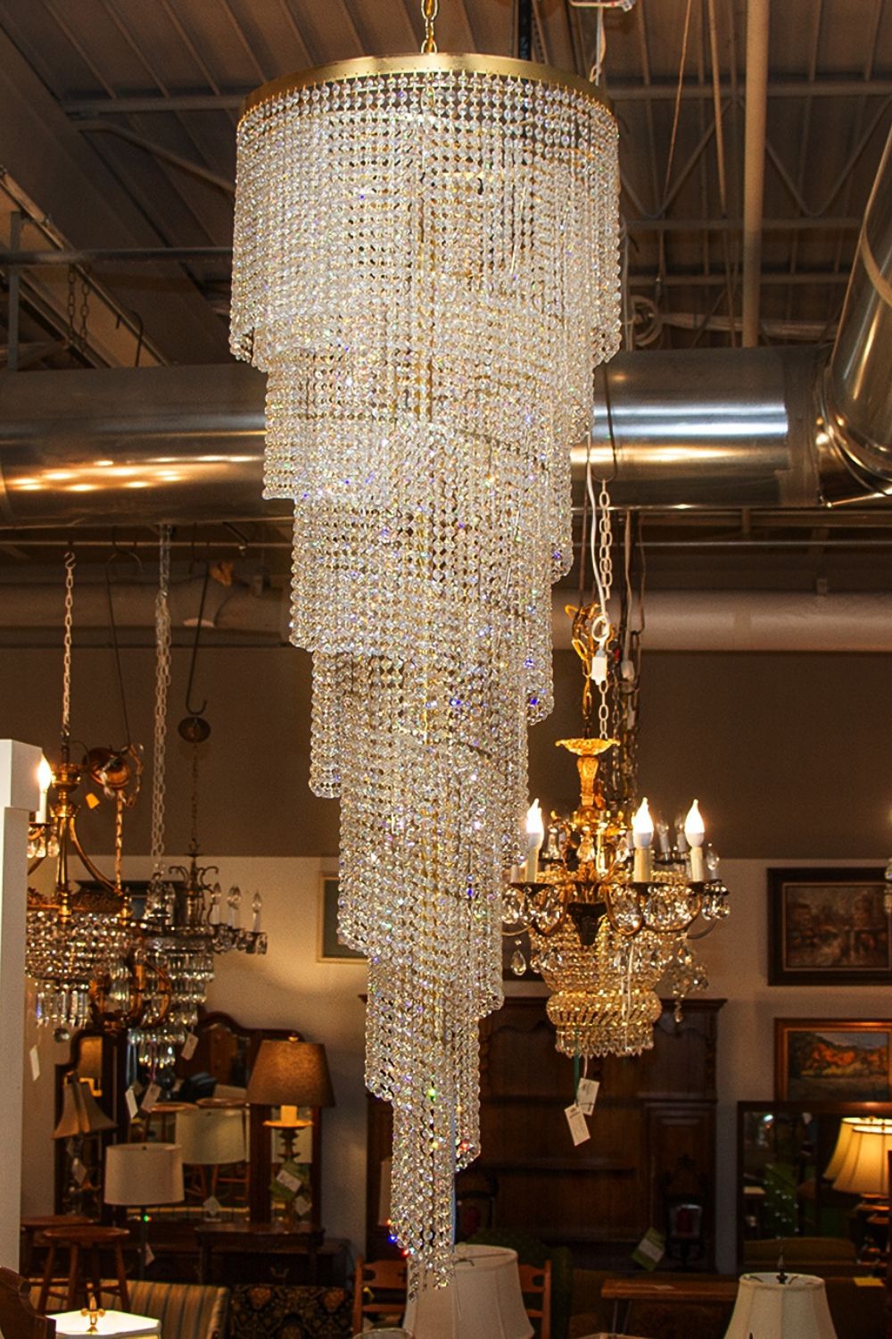 Crystal Spiral Double Volume Chandelier - everlamps