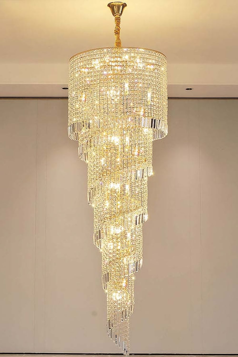 Crystal Spiral Double Volume Chandelier - everlamps