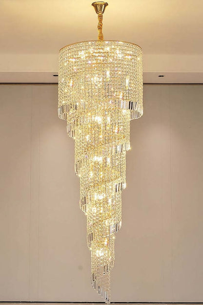 Crystal Spiral Double Volume Chandelier - everlamps