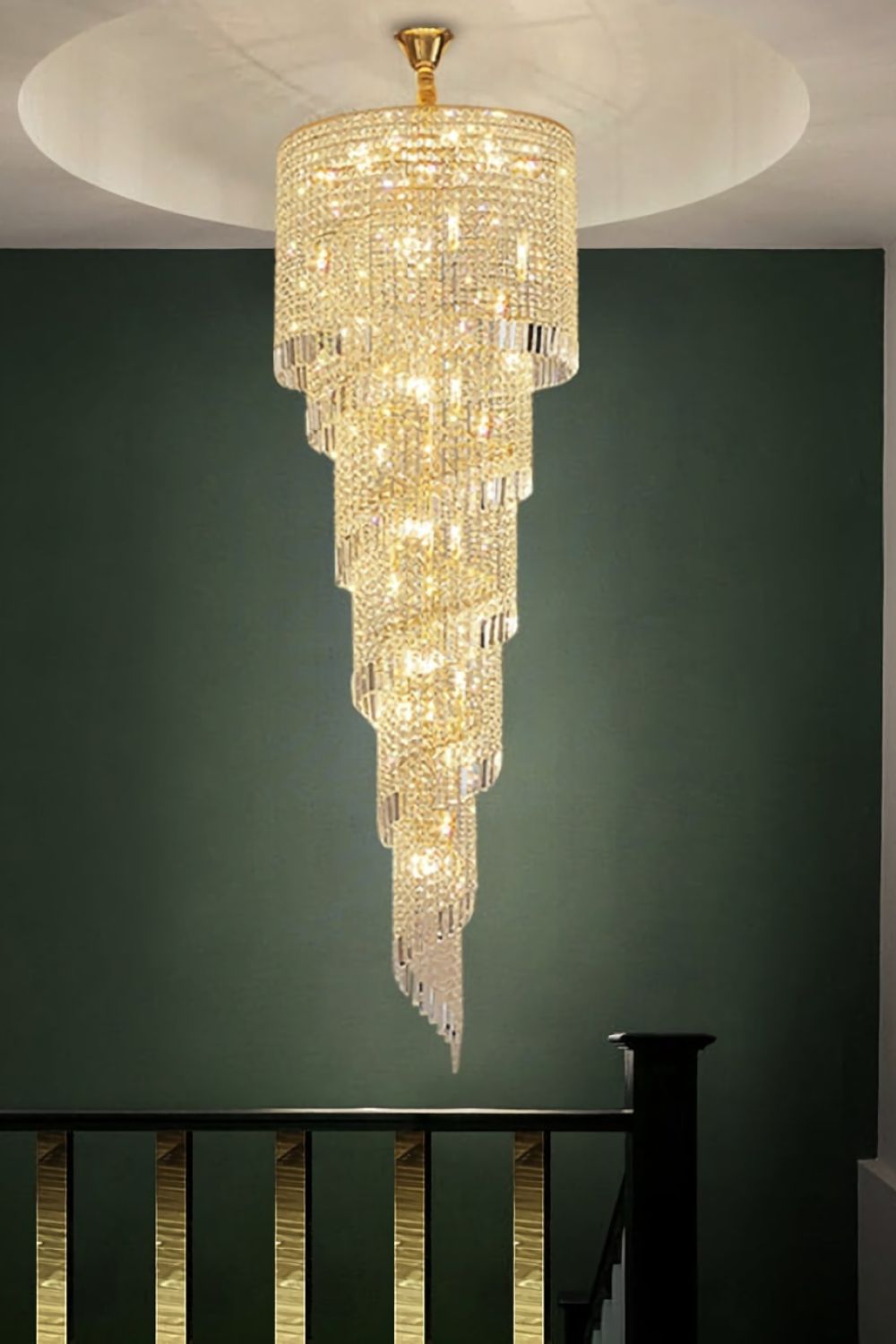 Crystal Spiral Double Volume Chandelier - everlamps