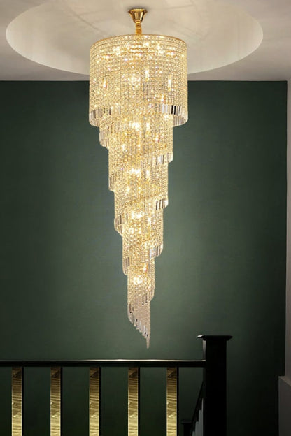 Crystal Spiral Double Volume Chandelier - everlamps