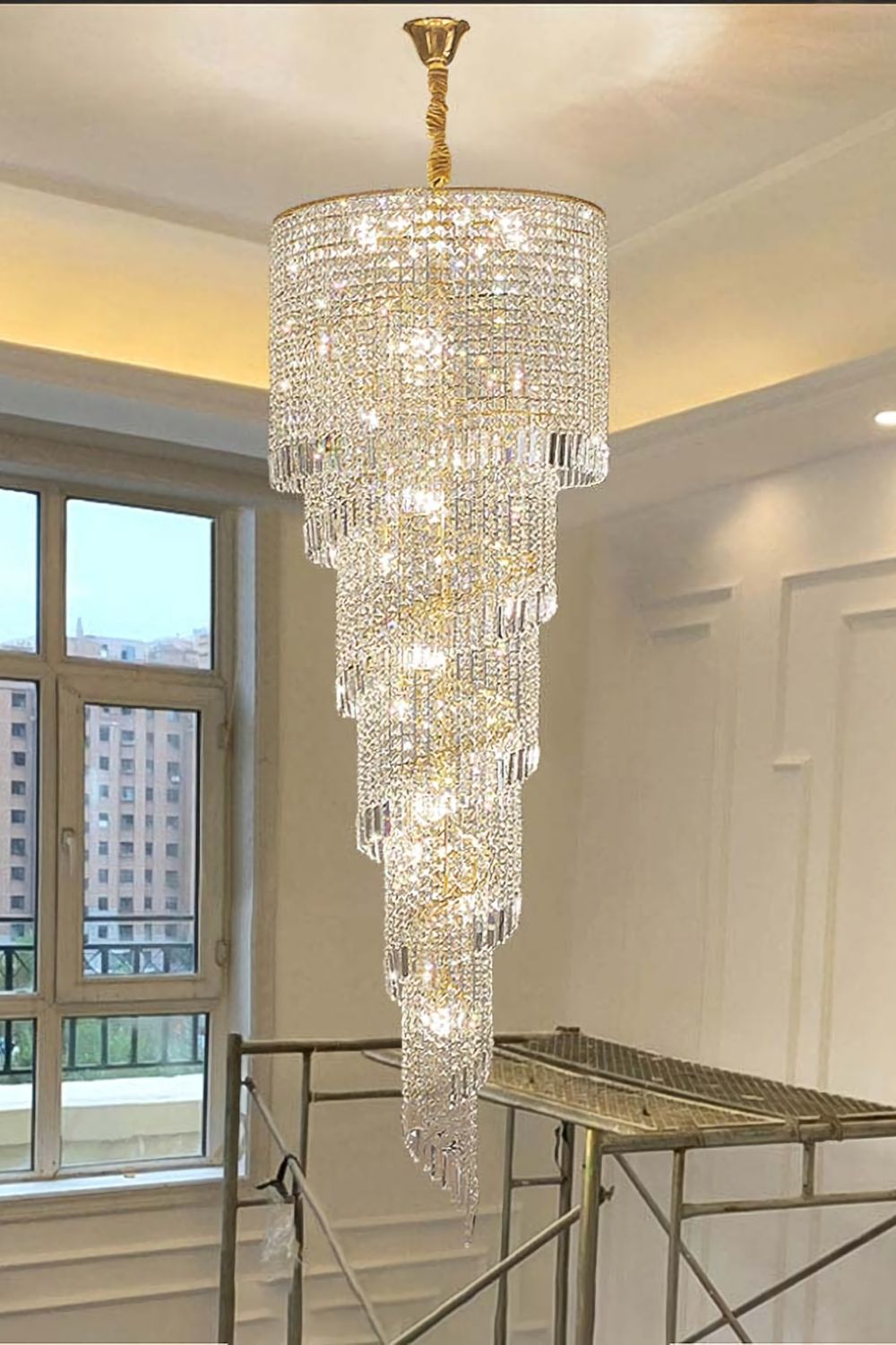 Crystal Spiral Double Volume Chandelier - everlamps