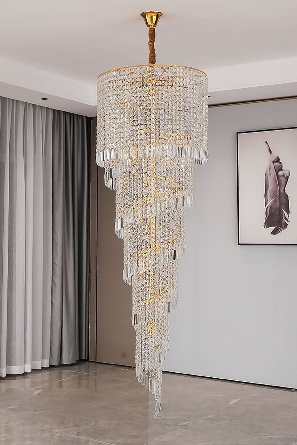 Crystal Spiral Double Volume Chandelier - everlamps