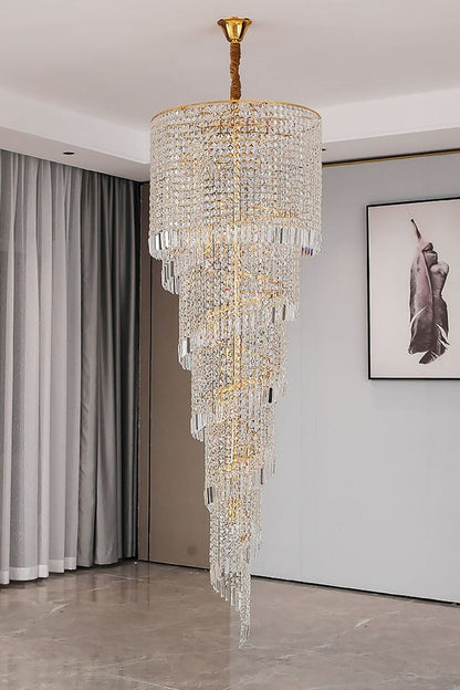 Crystal Spiral Double Volume Chandelier - everlamps