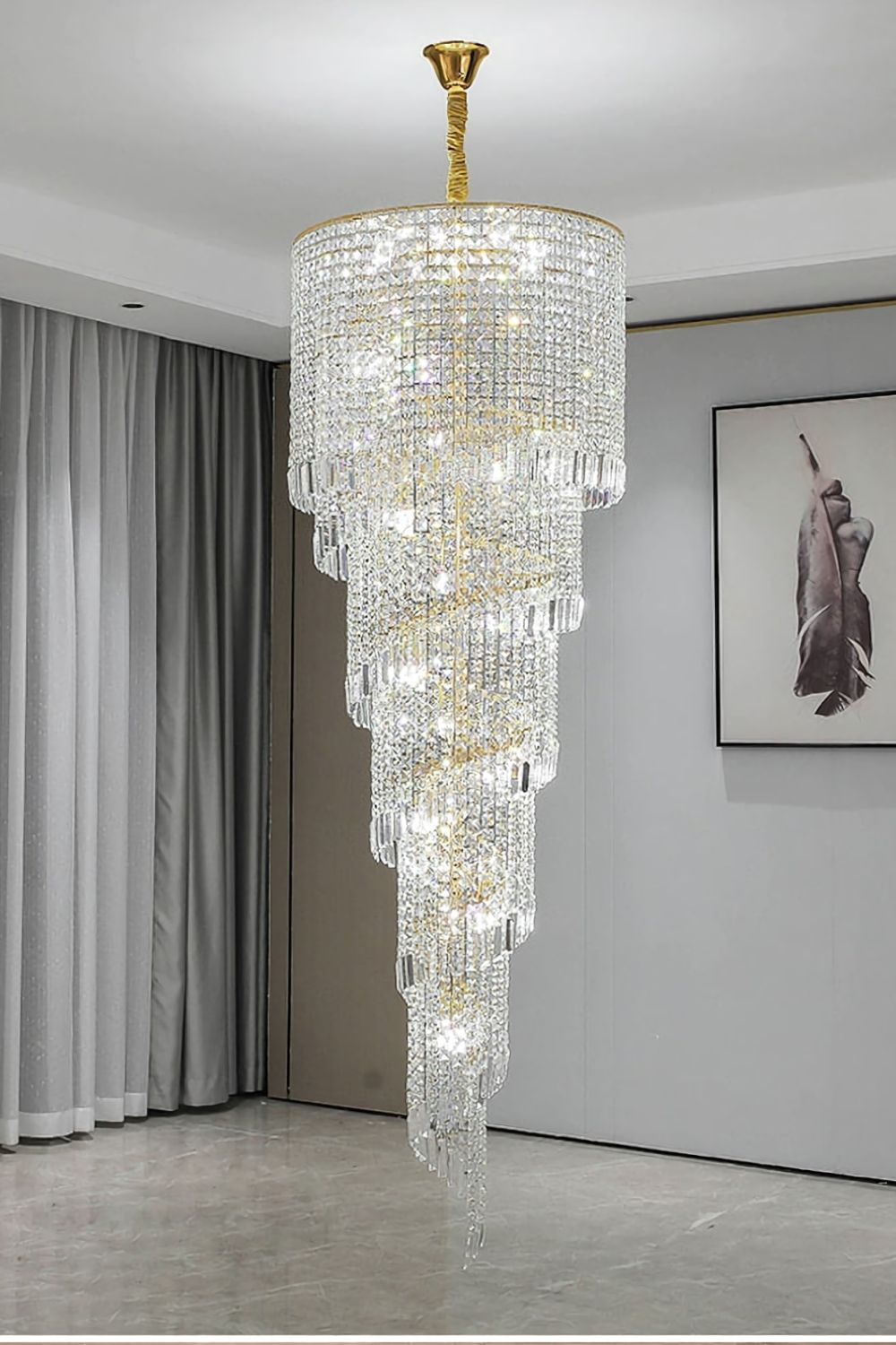 Crystal Spiral Double Volume Chandelier - everlamps