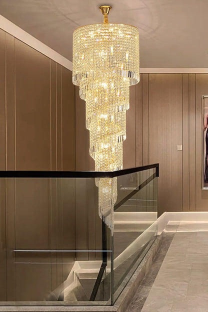 Crystal Spiral Double Volume Chandelier - everlamps