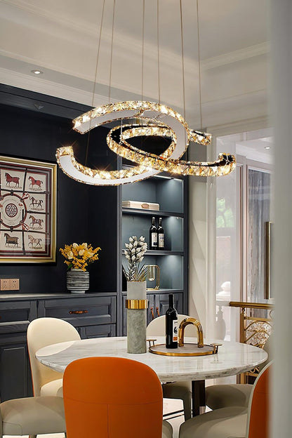 Crystal with Double C Chandelier - view 6 | everlamps