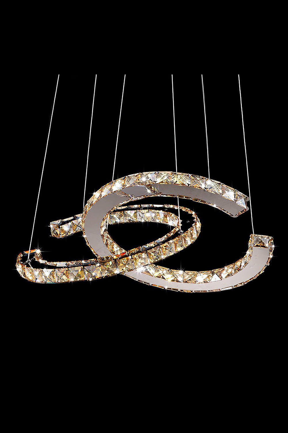 Crystal with Double C Chandelier - view 10 | everlamps
