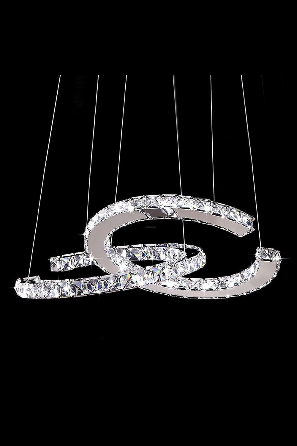 Crystal with Double C Chandelier - view 11 | everlamps