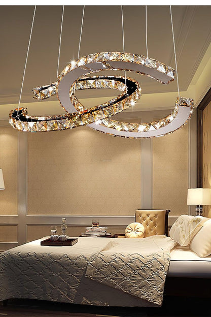 Crystal with Double C Chandelier - view 2 | everlamps