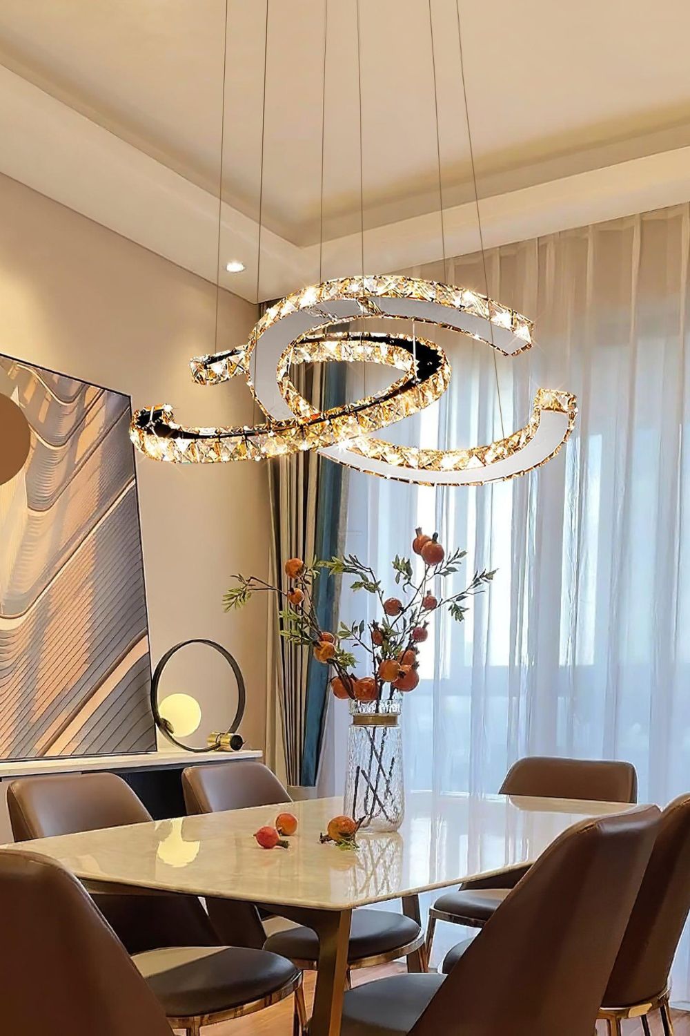 Crystal with Double C Chandelier - view 4 | everlamps