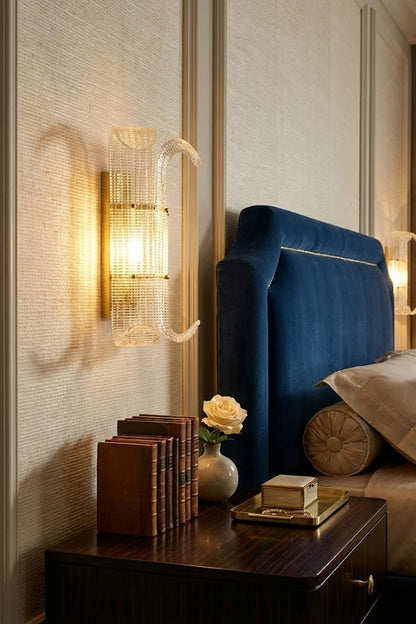 Curved Textured Glass Wall Sconce - view 3 | everlamps